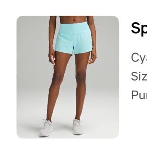Lululemon Speed Up Shorts 4” Cyan Blue